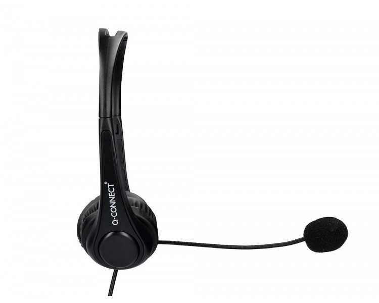 Auricular q-connect biaural diadema con microfono y control de volumen conexion usb cable de 2m color negro