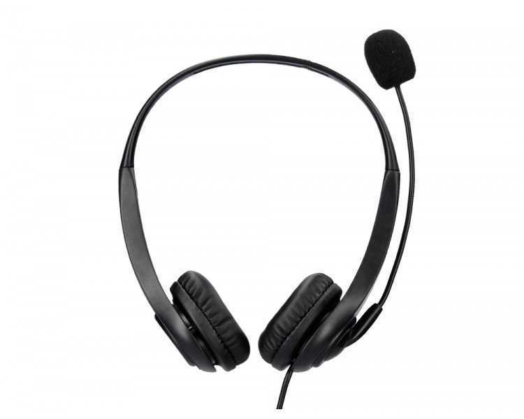 Auricular q-connect biaural diadema con microfono y control de volumen conexion usb cable de 2m color negro