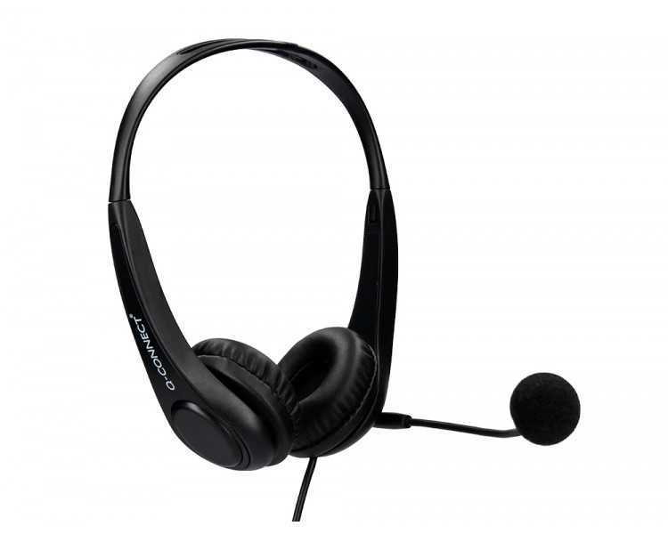 Auricular q-connect biaural diadema con microfono y control de volumen conexion usb cable de 2m color negro