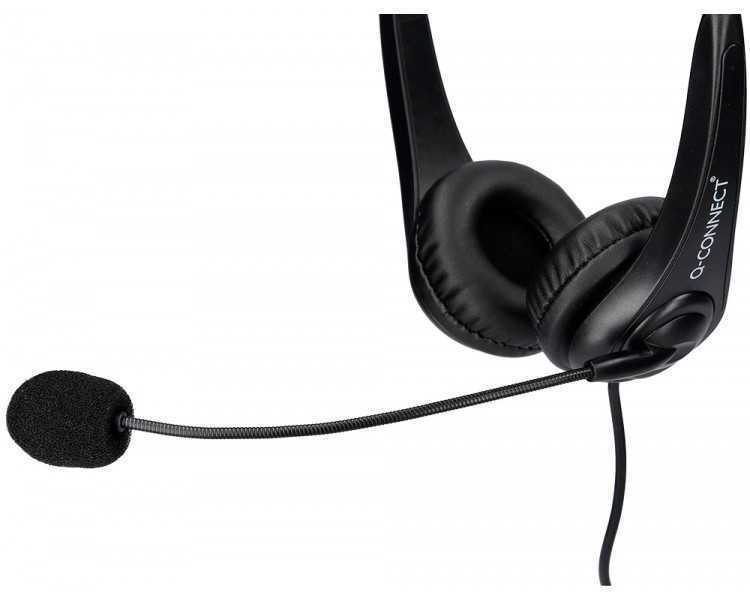 Auricular q-connect biaural diadema con microfono y control de volumen conexion usb cable de 2m color negro