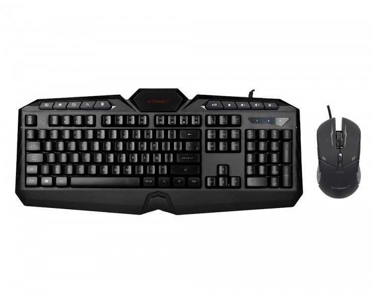 Set teclado y raton q-connect gaming con cable e iluminacion led color negro