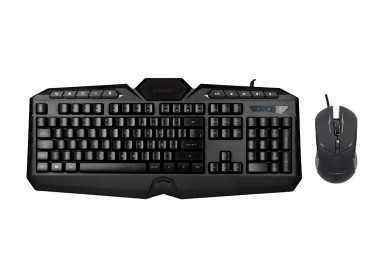 Set teclado y raton q-connect gaming con cable e iluminacion led color negro