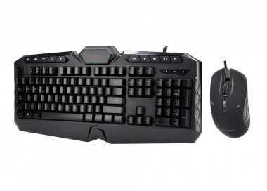 Set teclado y raton q-connect gaming con cable e iluminacion led color negro