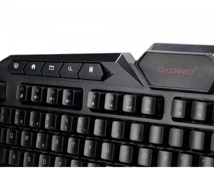 Set teclado y raton q-connect gaming con cable e iluminacion led color negro
