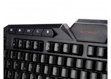 Set teclado y raton q-connect gaming con cable e iluminacion led color negro