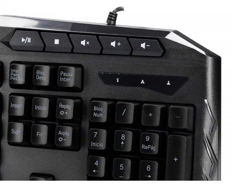 Set teclado y raton q-connect gaming con cable e iluminacion led color negro