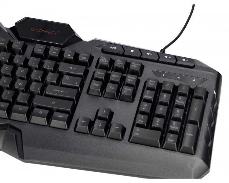 Set teclado y raton q-connect gaming con cable e iluminacion led color negro