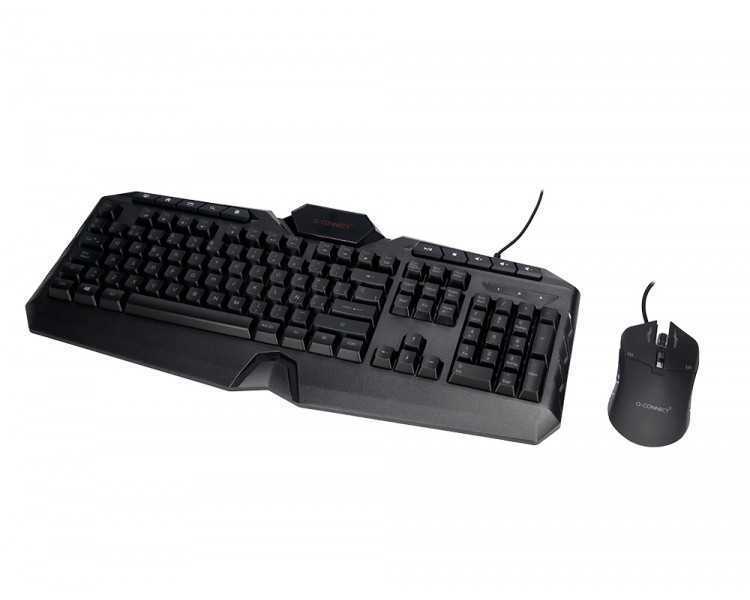 Set teclado y raton q-connect gaming con cable e iluminacion led color negro