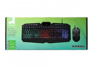 Set teclado y raton q-connect gaming con cable e iluminacion led color negro