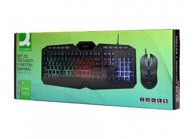 Set teclado y raton q-connect gaming con cable e iluminacion led color negro