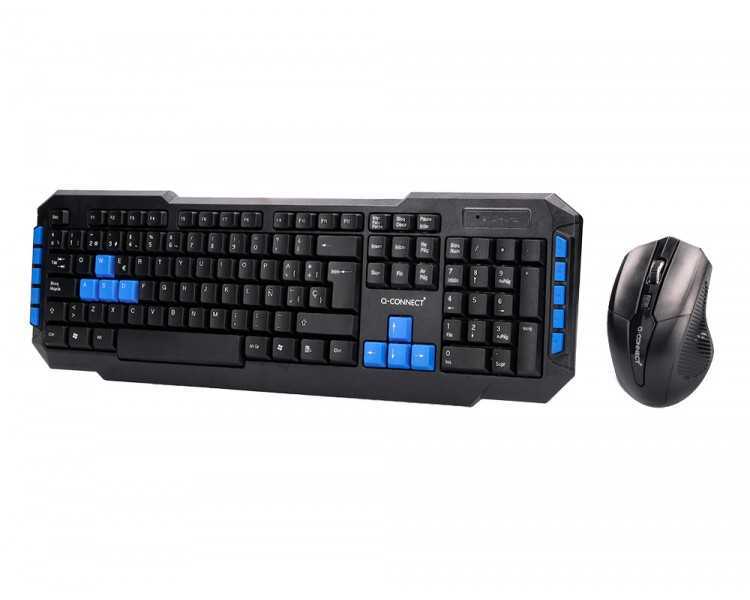 Set teclado y raton q-connect inalambrico compatible windows color negro