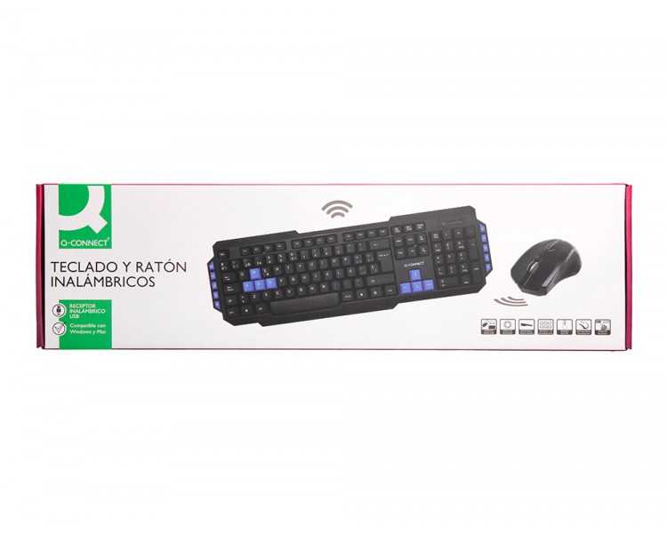 Set teclado y raton q-connect inalambrico compatible windows color negro
