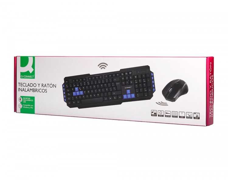 Set teclado y raton q-connect inalambrico compatible windows color negro