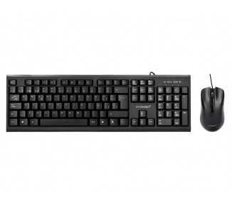 Set teclado y raton q-connect con cable color negro