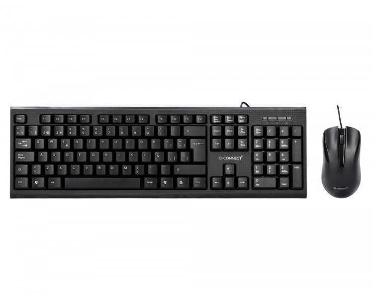 Set teclado y raton q-connect con cable color negro