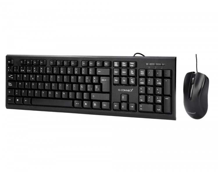Set teclado y raton q-connect con cable color negro