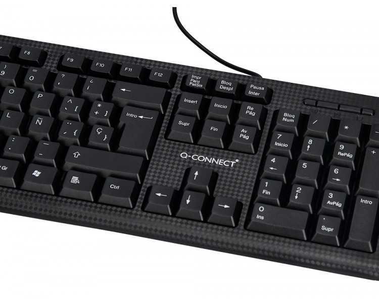 Set teclado y raton q-connect con cable color negro