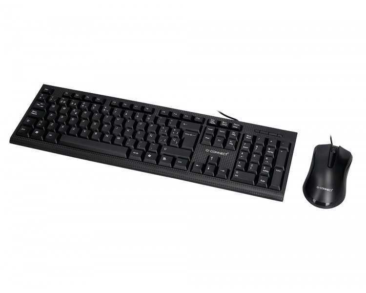 Set teclado y raton q-connect con cable color negro