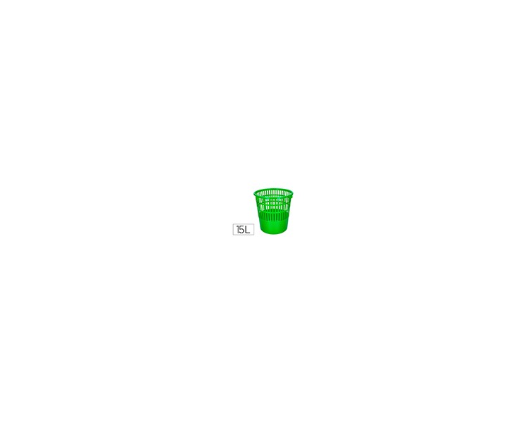 Papelera plastico q-connect 15 litros rejilla color verde 285x290 mm