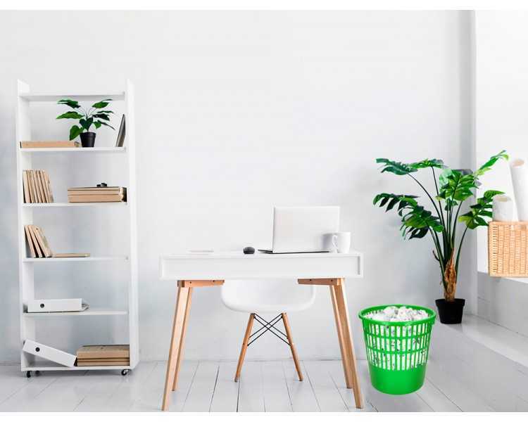 Papelera plastico q-connect 15 litros rejilla color verde 285x290 mm