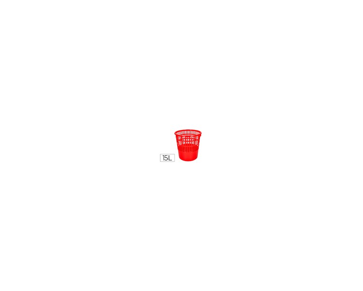 Papelera plastico q-connect 15 litros rejilla color rojo 285x290 mm