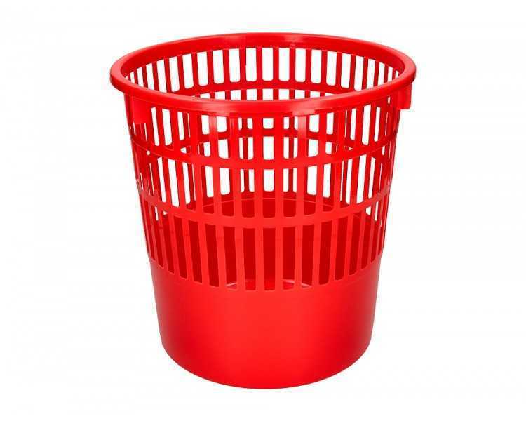 Papelera plastico q-connect 15 litros rejilla color rojo 285x290 mm