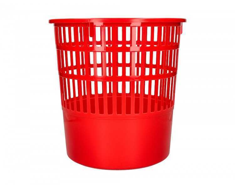 Papelera plastico q-connect 15 litros rejilla color rojo 285x290 mm
