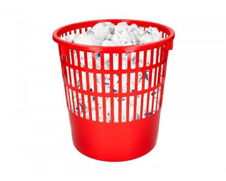 Papelera plastico q-connect 15 litros rejilla color rojo 285x290 mm