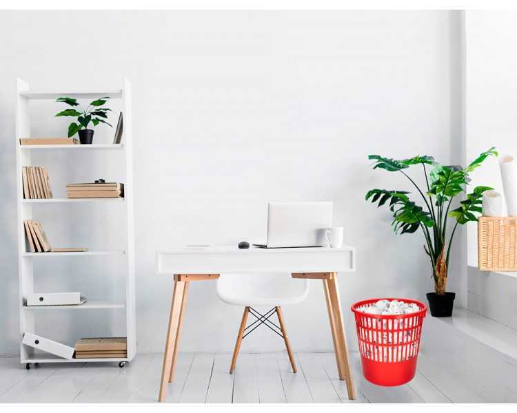 Papelera plastico q-connect 15 litros rejilla color rojo 285x290 mm