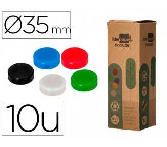 Iman para sujecion liderpapel ecouse pp reciclado para pizarra magnetica 35 mm caja de 10 unidades
