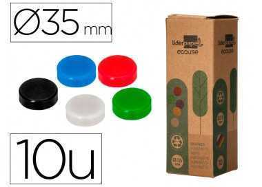 Iman para sujecion liderpapel ecouse pp reciclado para pizarra magnetica 35 mm caja de 10 unidades