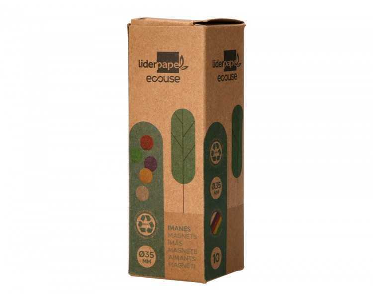 Iman para sujecion liderpapel ecouse pp reciclado para pizarra magnetica 35 mm caja de 10 unidades