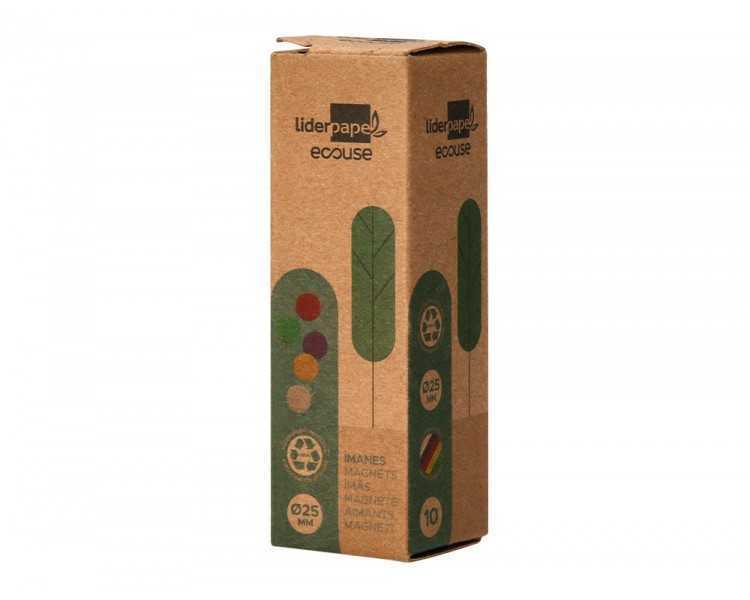 Iman para sujecion liderpapel ecouse pp reciclado para pizarra magnetica 25 mm caja de 10 unidades