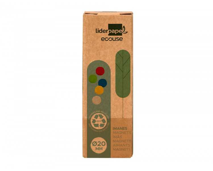 Iman para sujecion liderpapel ecouse pp recicladopara pizarra magnetica 20 mm caja de 10 unidades