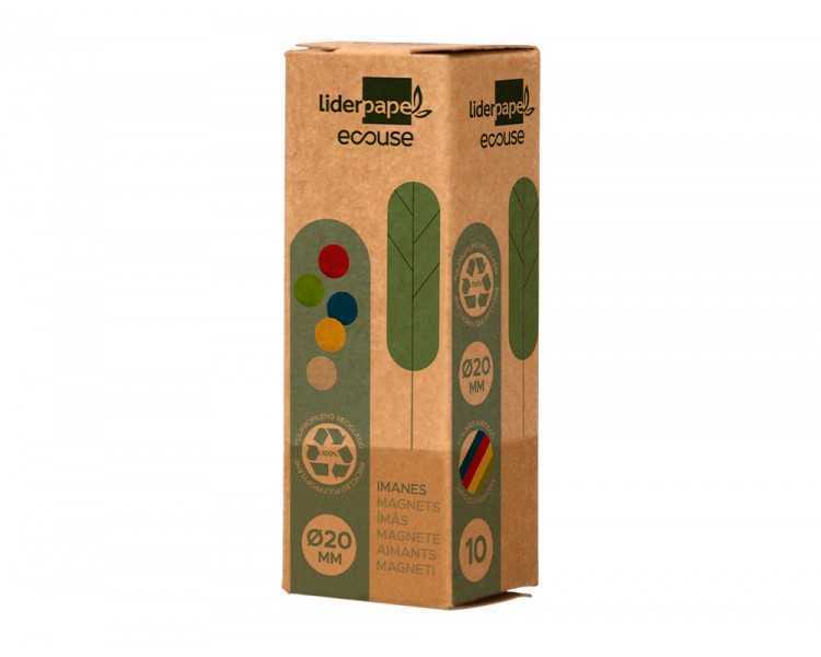 Iman para sujecion liderpapel ecouse pp recicladopara pizarra magnetica 20 mm caja de 10 unidades