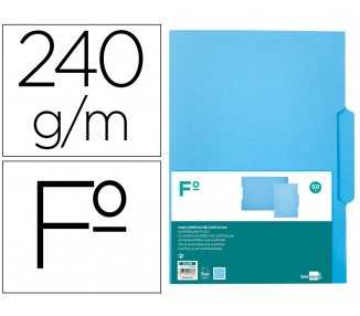 Subcarpeta cartulina liderpapel folio pestaña central 240g/m2 azul
