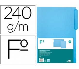 Subcarpeta cartulina liderpapel folio pestaña superior 240g/m2 azul