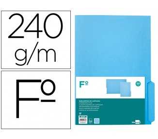 Subcarpeta cartulina liderpapel folio pestaña inferior 240g/m2 azul