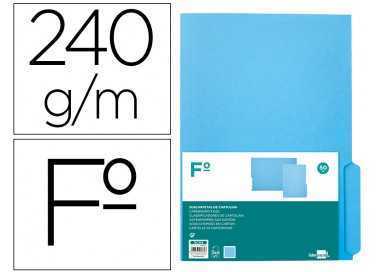 Subcarpeta cartulina liderpapel folio pestaña inferior 240g/m2 azul