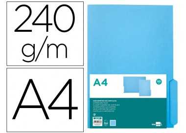 Subcarpeta cartulina liderpapel din a4 pestaña inferior 240g/m2 azul