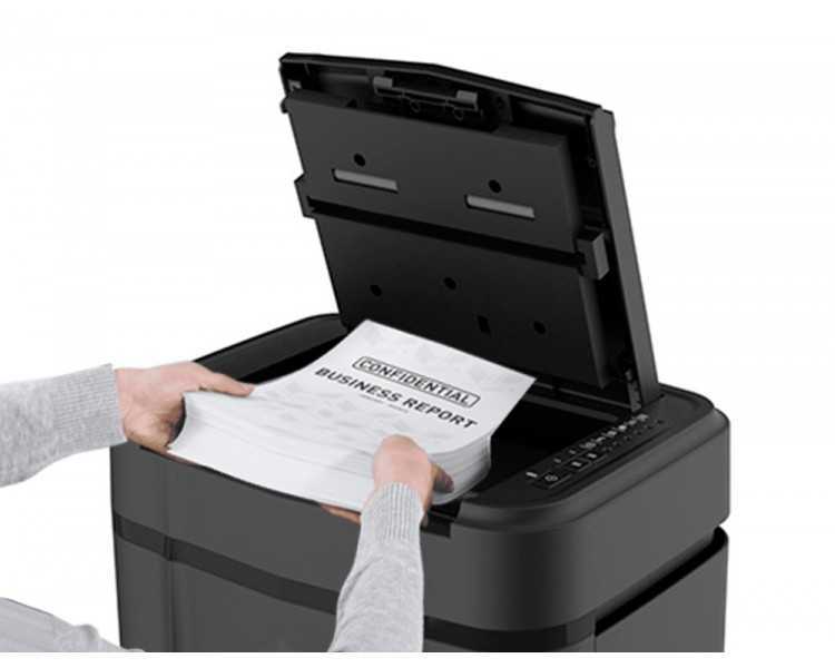 Destructora de documentos q-connect capacidad de corte 120 h auto / 10 h manual destruye grapas clips y