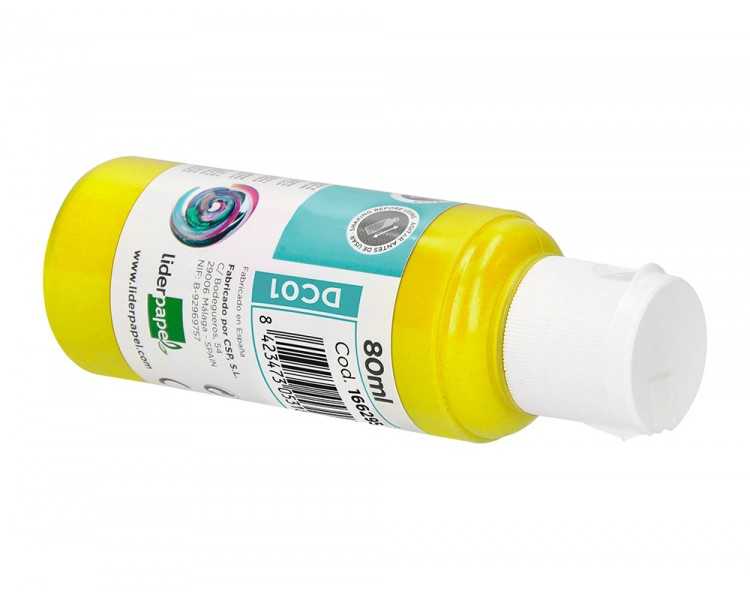 Pintura acrilica liderpapel bote de 80 ml amarillo