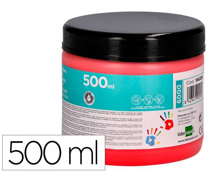 Pintura dedos liderpapel tarrina de 500 ml rojo