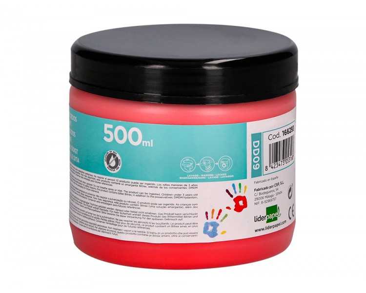 Pintura dedos liderpapel tarrina de 500 ml rojo