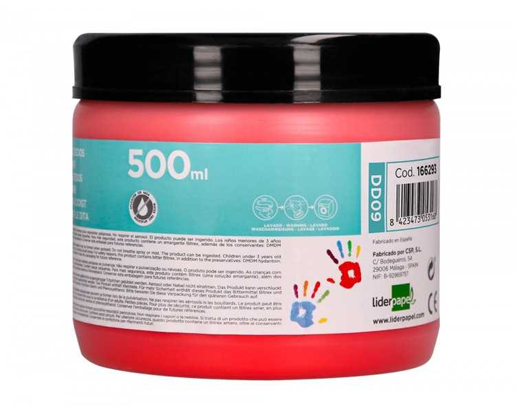 Pintura dedos liderpapel tarrina de 500 ml rojo