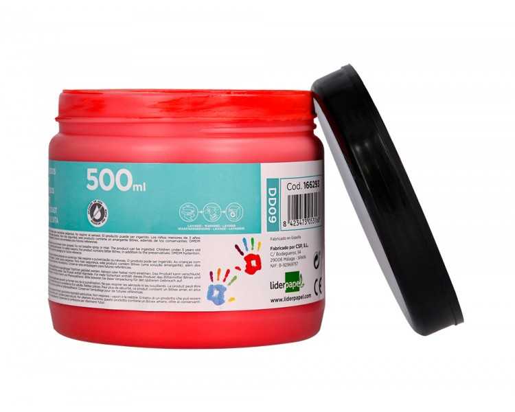 Pintura dedos liderpapel tarrina de 500 ml rojo
