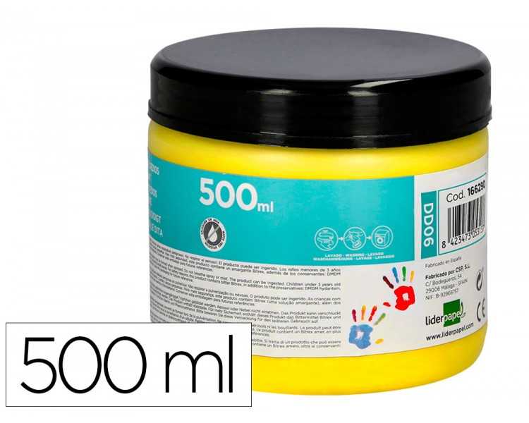 Pintura dedos liderpapel tarrina de 500 ml amarillo