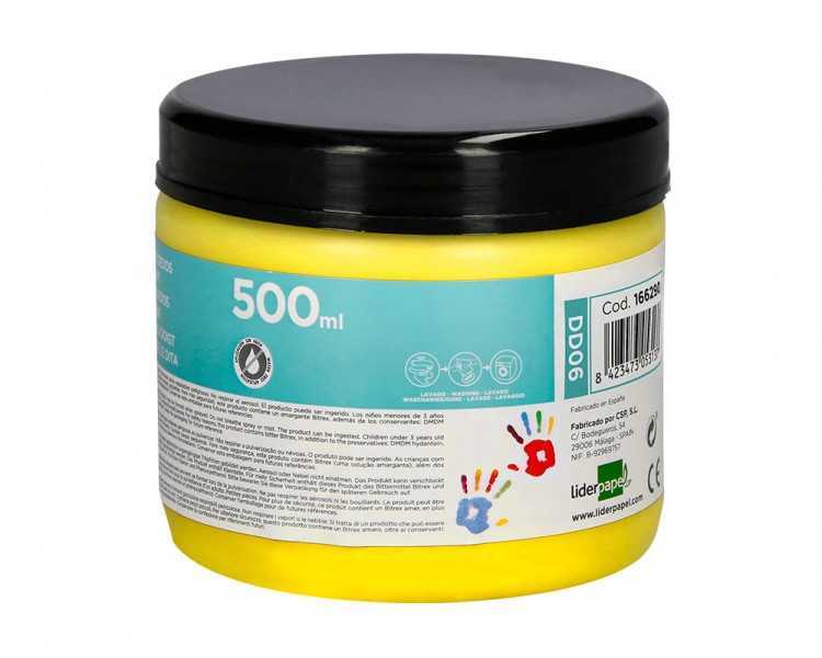 Pintura dedos liderpapel tarrina de 500 ml amarillo