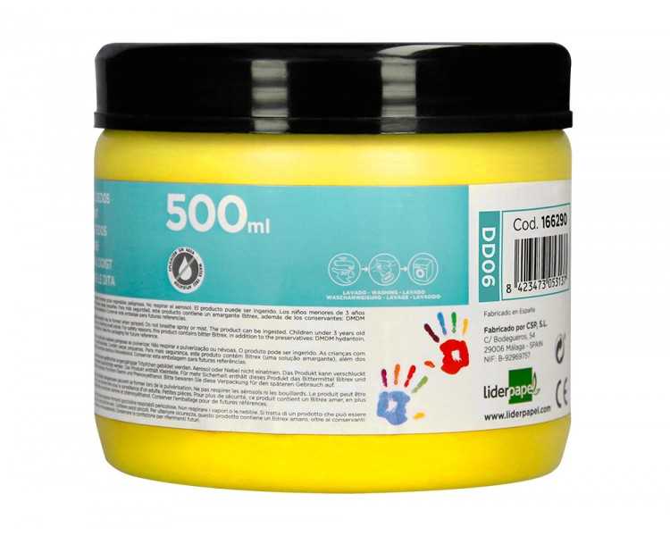 Pintura dedos liderpapel tarrina de 500 ml amarillo