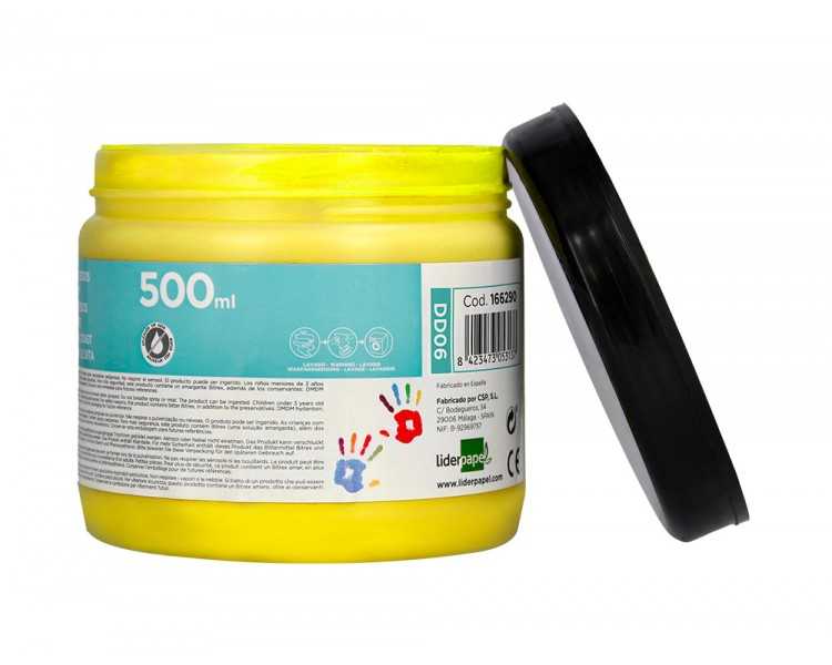 Pintura dedos liderpapel tarrina de 500 ml amarillo